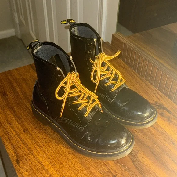 Dr. Martens | Shoes | Dr Martens Black Boots With Yellow  display picture 2